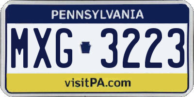 PA license plate MXG3223