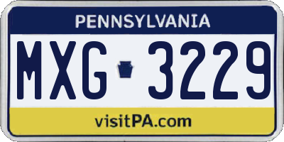 PA license plate MXG3229