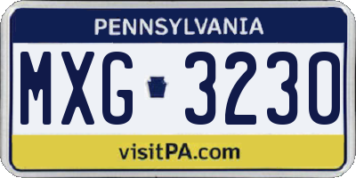 PA license plate MXG3230