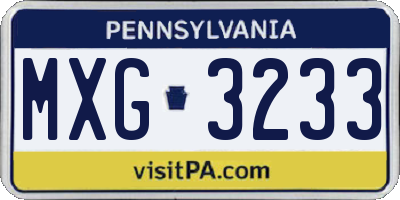PA license plate MXG3233