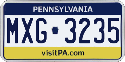 PA license plate MXG3235