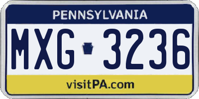 PA license plate MXG3236