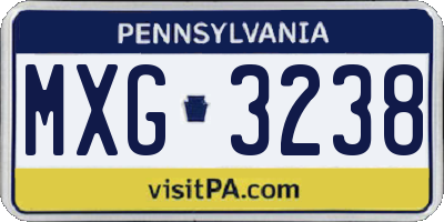 PA license plate MXG3238