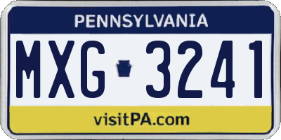 PA license plate MXG3241