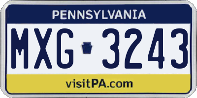 PA license plate MXG3243