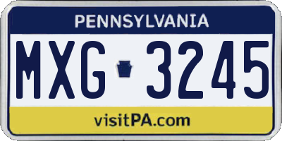 PA license plate MXG3245