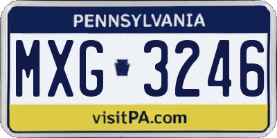 PA license plate MXG3246
