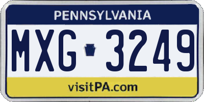 PA license plate MXG3249