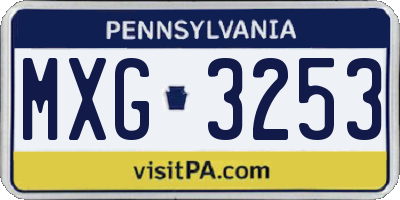 PA license plate MXG3253