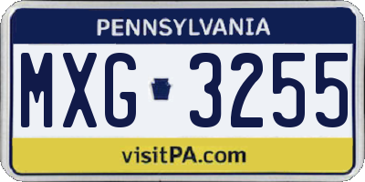 PA license plate MXG3255