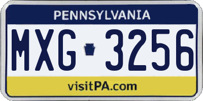 PA license plate MXG3256
