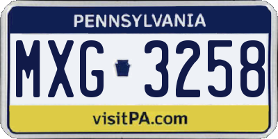 PA license plate MXG3258