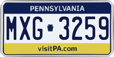 PA license plate MXG3259