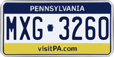 PA license plate MXG3260