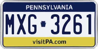 PA license plate MXG3261