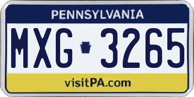 PA license plate MXG3265