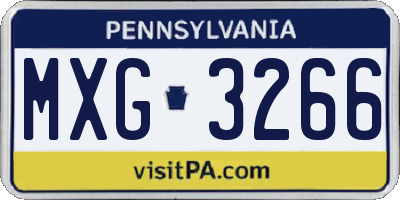 PA license plate MXG3266