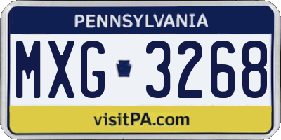 PA license plate MXG3268