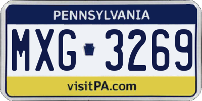 PA license plate MXG3269