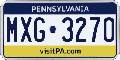 PA license plate MXG3270