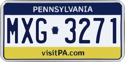 PA license plate MXG3271