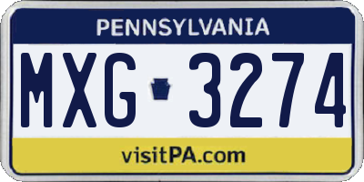 PA license plate MXG3274