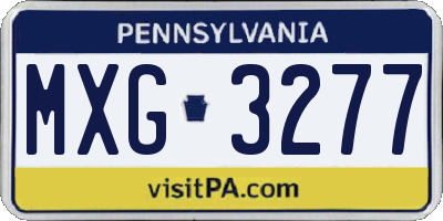 PA license plate MXG3277