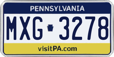 PA license plate MXG3278