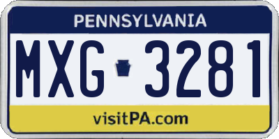 PA license plate MXG3281