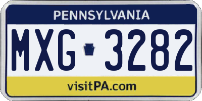 PA license plate MXG3282