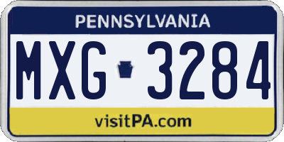 PA license plate MXG3284