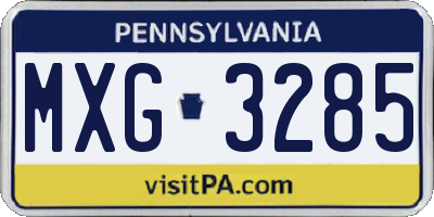 PA license plate MXG3285