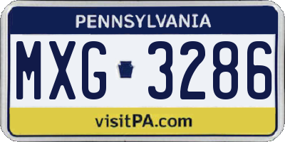 PA license plate MXG3286