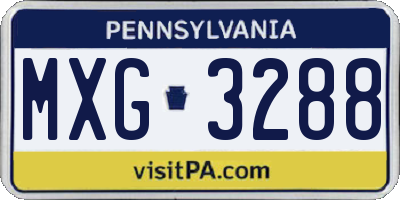 PA license plate MXG3288