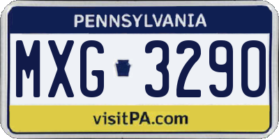 PA license plate MXG3290