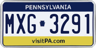PA license plate MXG3291
