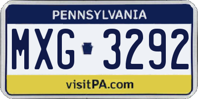 PA license plate MXG3292