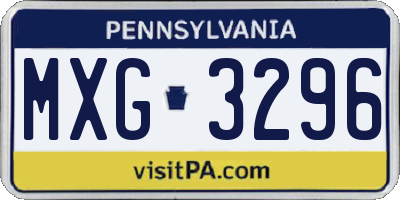 PA license plate MXG3296