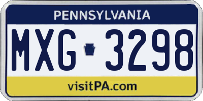 PA license plate MXG3298