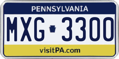 PA license plate MXG3300