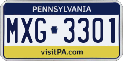 PA license plate MXG3301