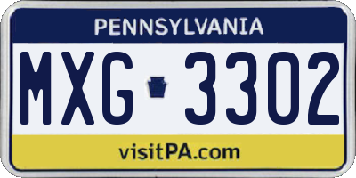 PA license plate MXG3302