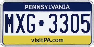 PA license plate MXG3305