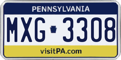 PA license plate MXG3308