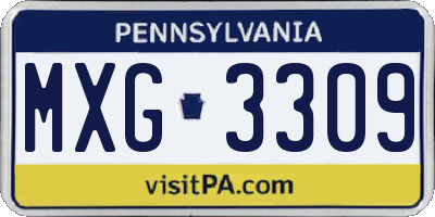 PA license plate MXG3309