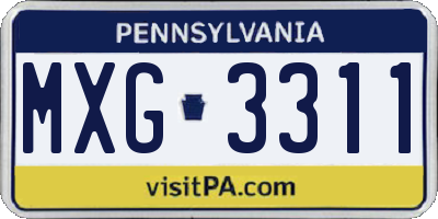PA license plate MXG3311
