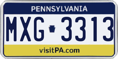 PA license plate MXG3313