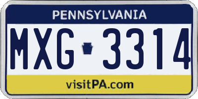 PA license plate MXG3314