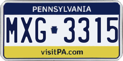 PA license plate MXG3315