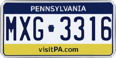 PA license plate MXG3316